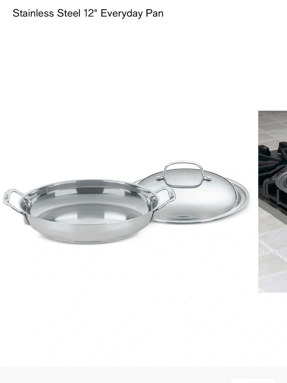 Cuisinart Polished Stainless Steel 12” everyday pan with lid